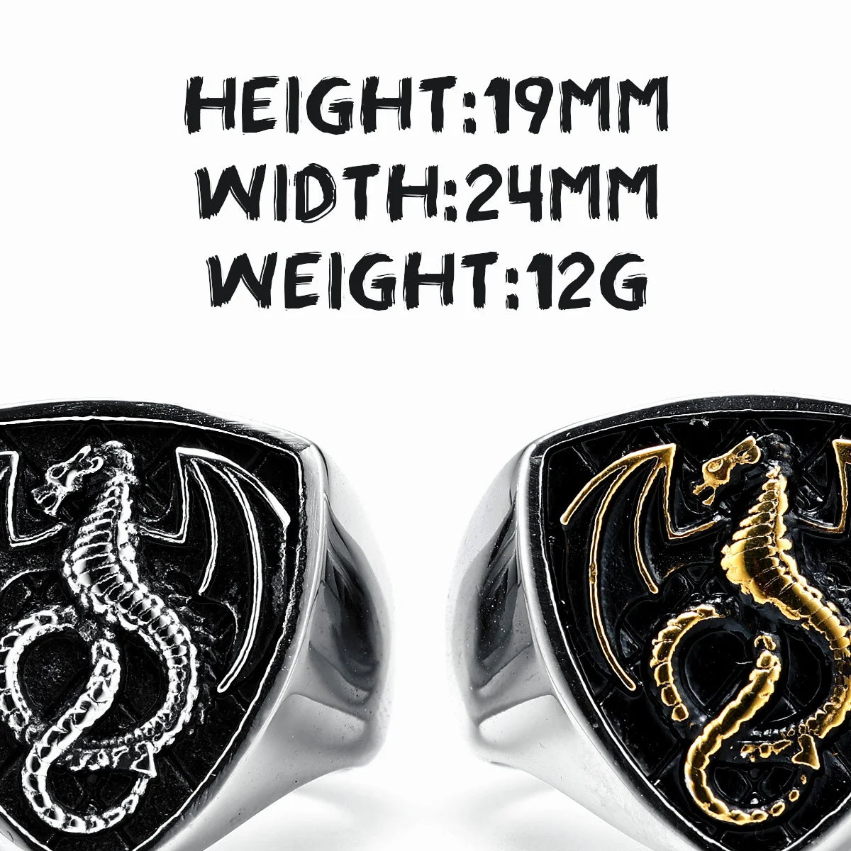 Dragon Shield Ring 316L Stainless Steel Men Rings Rock Punk Norse Myth for Biker Male Boyfriend Jewelry Best Creative Retro Gift