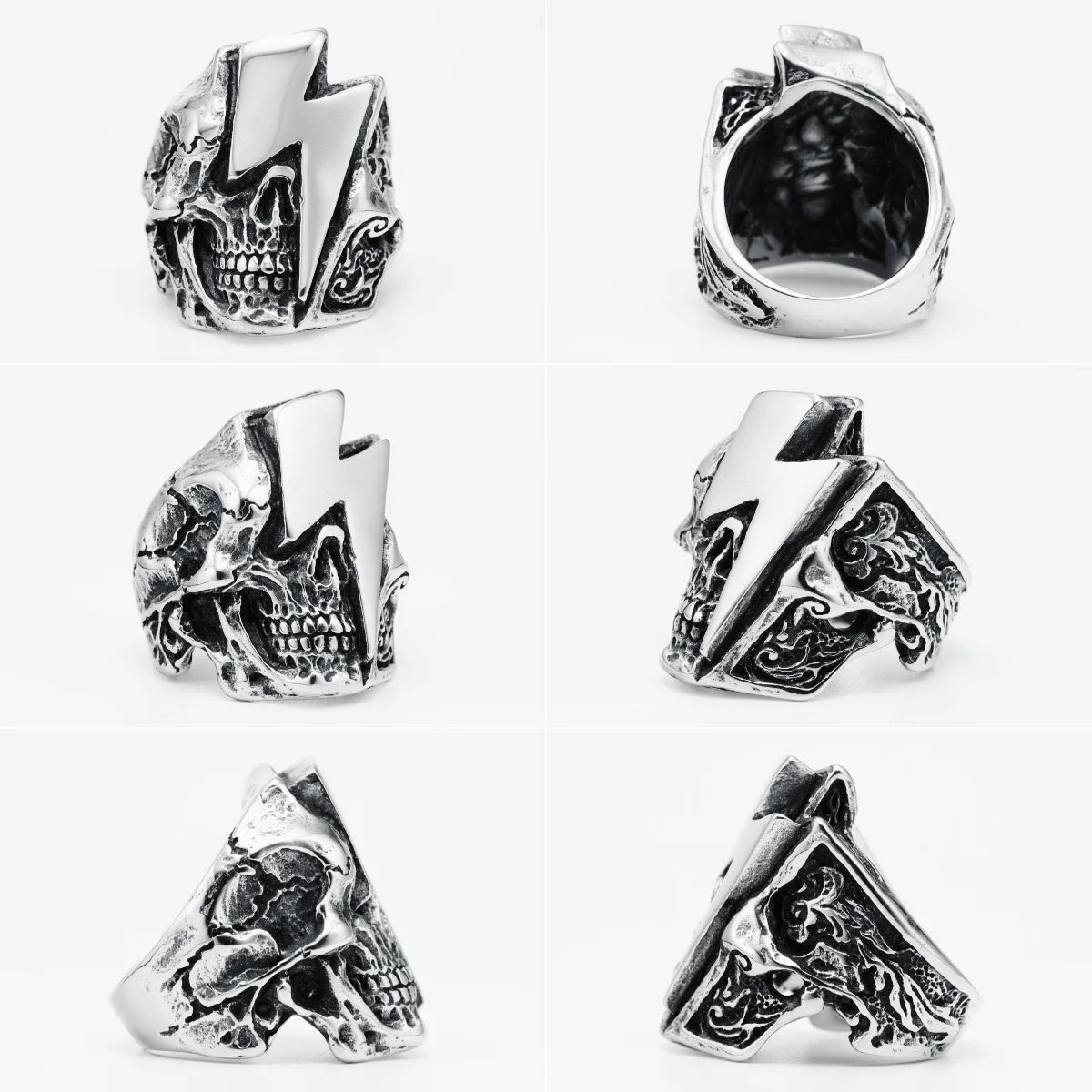 Bague Rock Sull Lightning Punk Homme Bague en Acier Inoxydable 316L Rockin Star Party Rap pour Ami Homme Motard Rider Bijoux Meilleur Cadeau