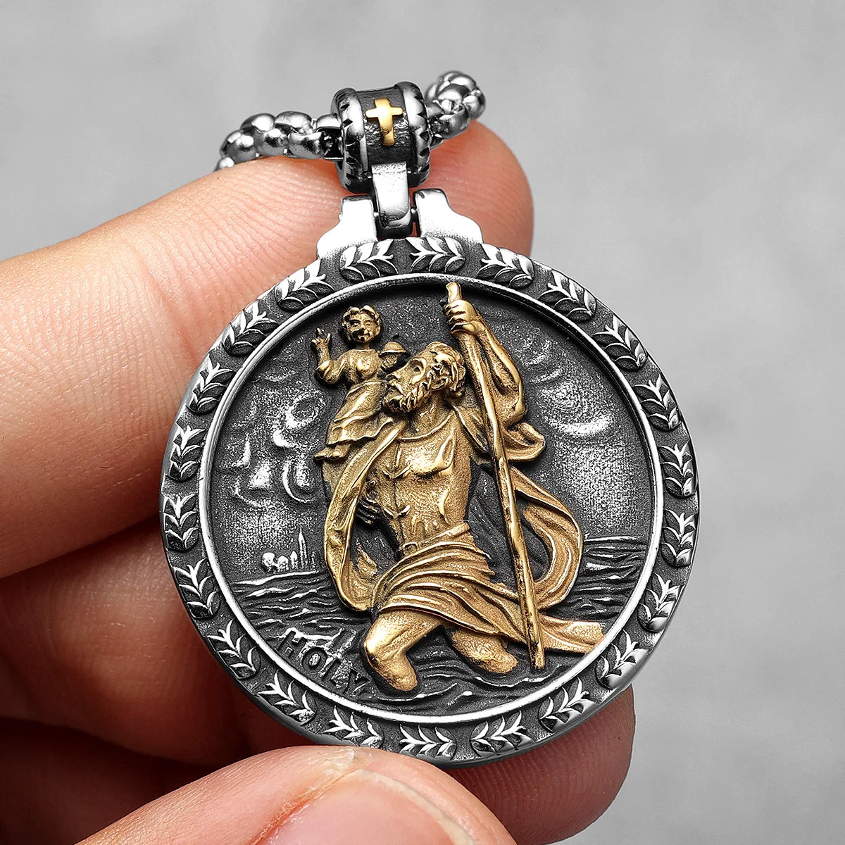 Saint Christopher Männer Halskette 316L Edelstahl Kette Anhänger Reisenden Amulett Jesus Vintage für Männer Schmuck Geschenk Großhandel