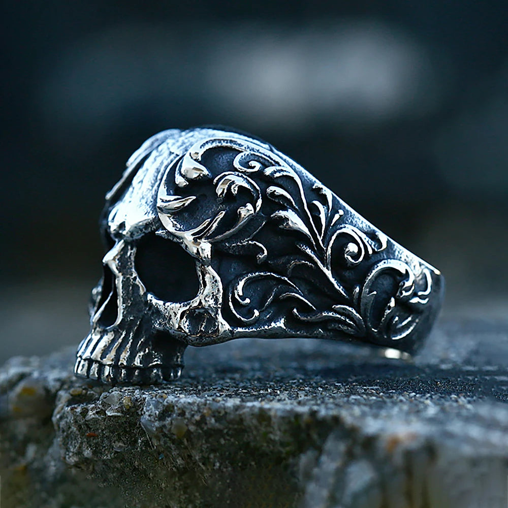 Vintage Gothic 316L Stainless Steel Skull Rings For Men Women Punk Biker Skull Ring Fashion Amulet Jewelry Gifts Dropshipping