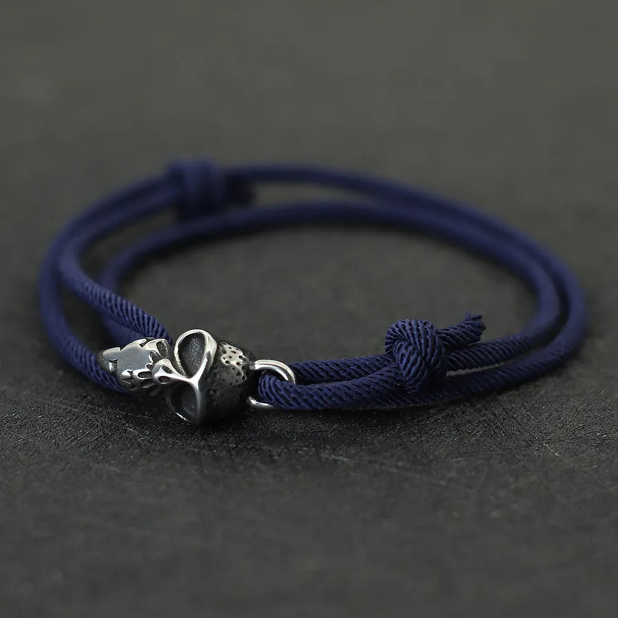 New Gothic Skull Bracelet For Men Handmade Sliding Adjustable Thin String Braslet Easy Hook Nautical Skeleton Braclet Pulseria