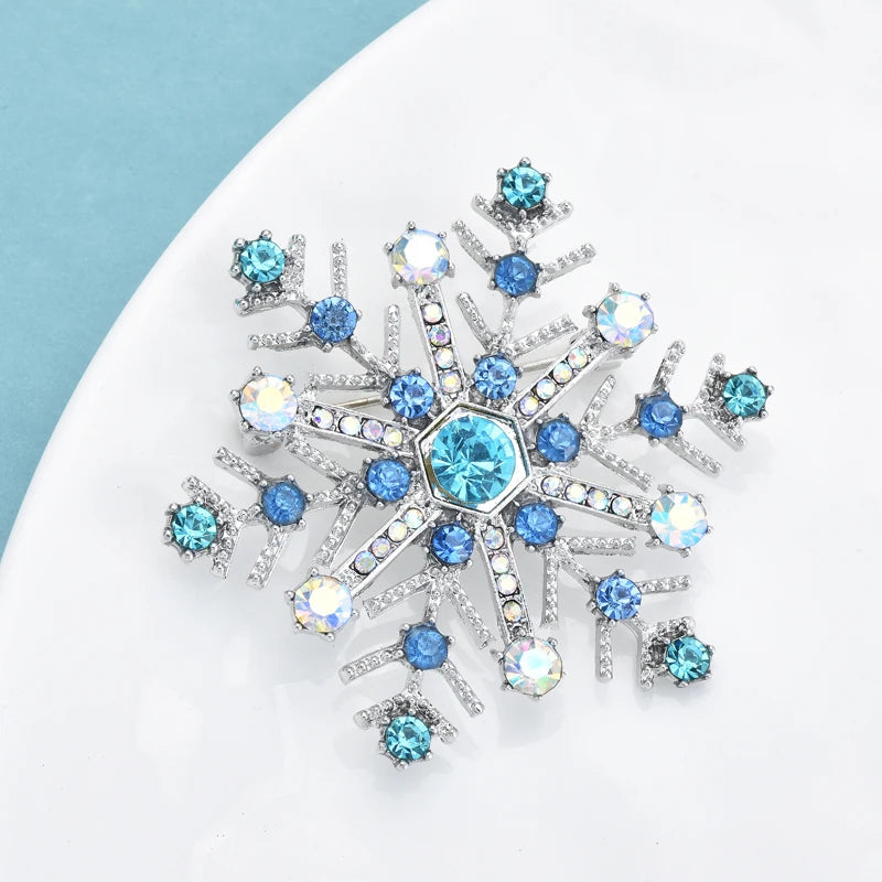 Wuli&baby Blue Snowflake Brooches For Women Unisex Shining Beautiful Snow Flower Party Office Brooch Pins Gifts