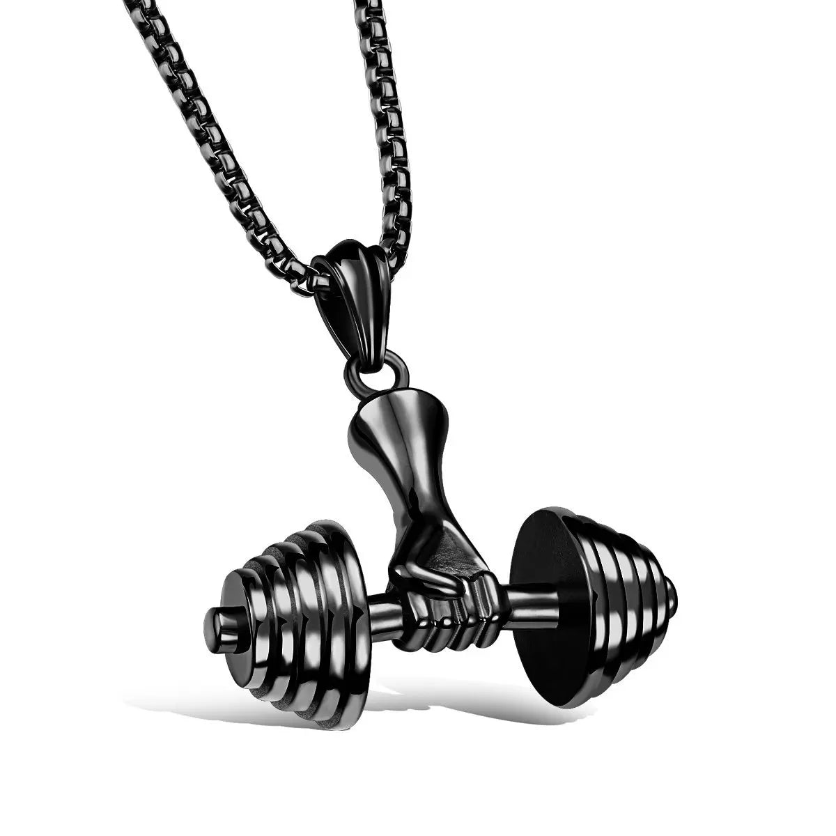 Fashion Barbell Dumbbell Pendant Men\\\'s Gym Weightlifting Necklace Women\\\'s Fitness Bodybuilding Sports Jewelry