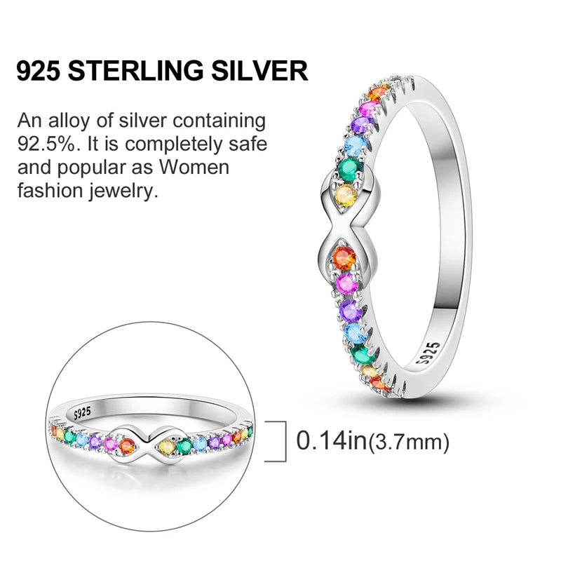 New 925 Sterling Silver Rings Simple Sparkling Stackable Original Rings For Women Anniversary Engagement Love Jewelry Gift