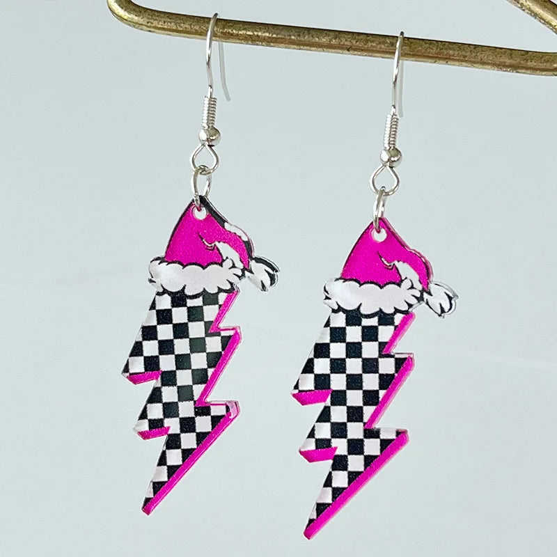 Boucles d'oreilles en acrylique rose avec motif de Père Noël et de football pour femme, bijoux de fête, vente en gros, tendance 2023