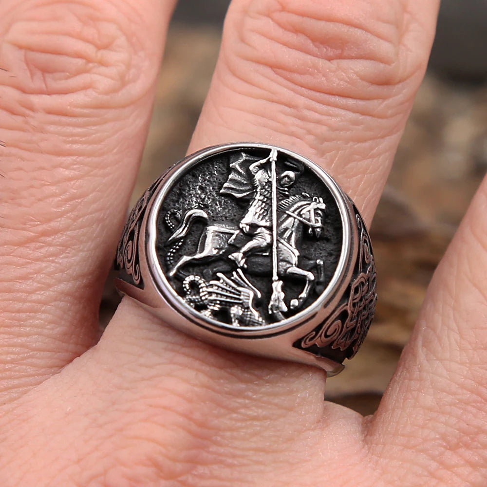 Punk Vintage Ritter Reiten Ring Für Männer Jungen Gothic 316L Edelstahl Viking Keltischen knoten Ringe Modeschmuck Geschenk Großhandel