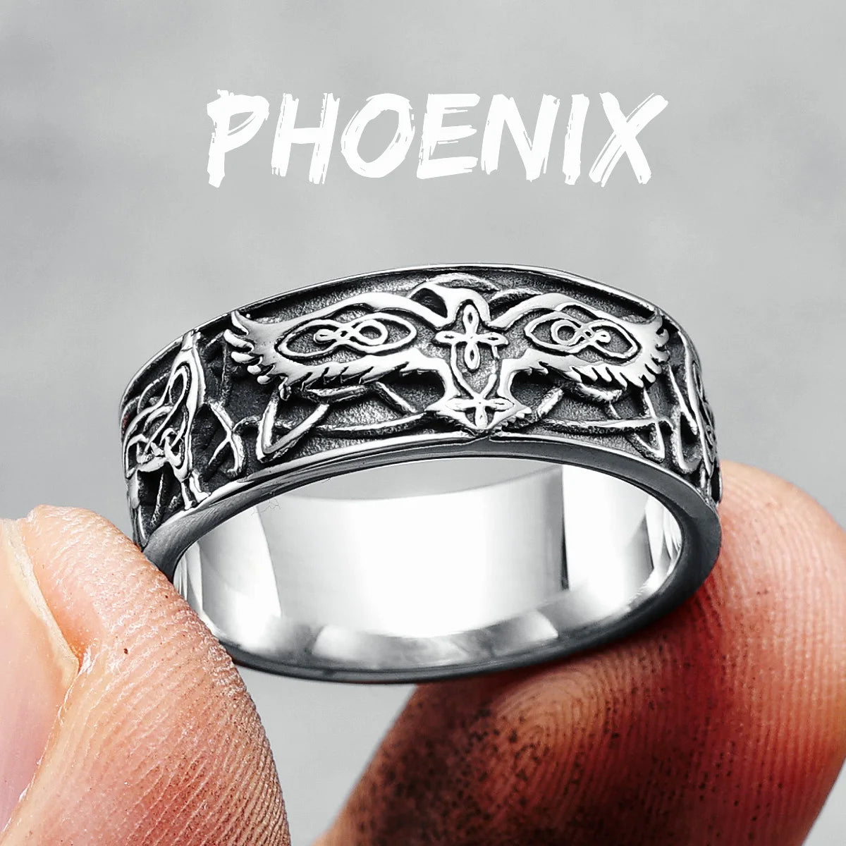 Phoenix Totem Ring 316L Stainless Steel Men Auspicious Rings Trendy for Biker Male Friend Jewelry Creative Gift Dropshipping