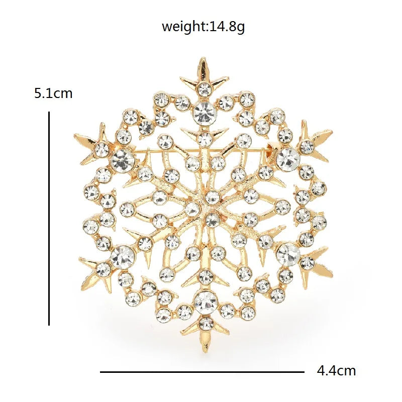 Wuli&baby Beauty Snowflake Brooches For Women Unisex 2-color Christmas New Year Winter Flower Party Brooch Pin Gifts