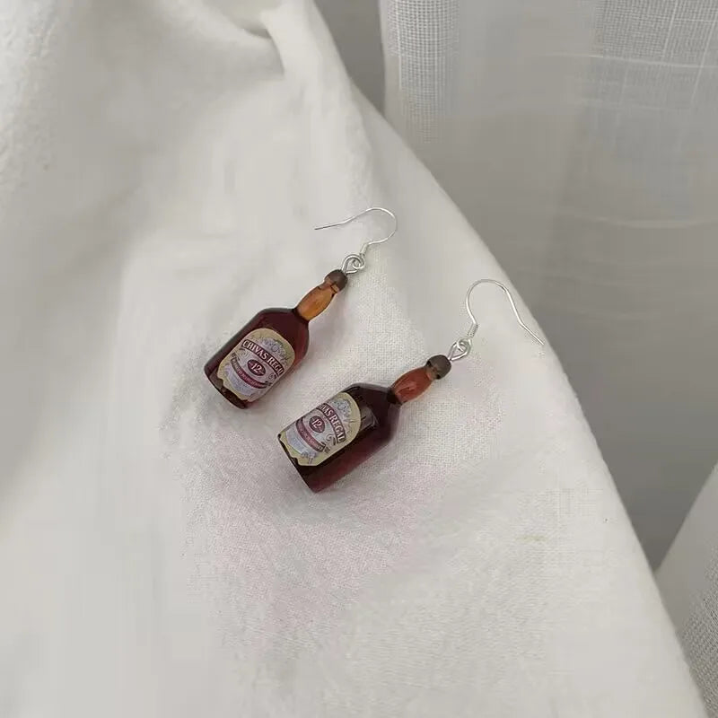 Fashion Resin Beer Bottle Earring Creative Simulation of Mineral Bottles Earrings Cute Handmade Earrings Womens Jewelry