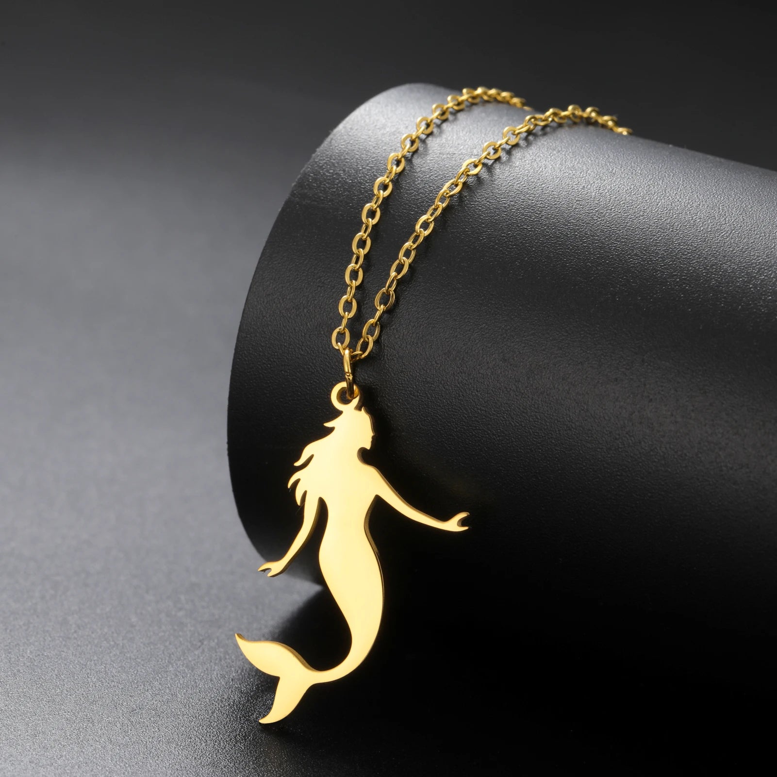 Dreamtimes Stainless Steel Mermaid Necklaces Pendants Neck Chain Choker One Piece jewelry Collarbone Chain Jewellery Women