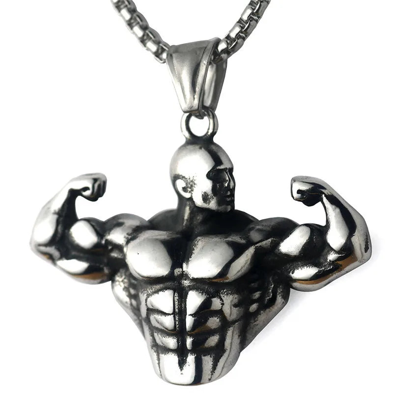 Fashion Barbell Dumbbell Pendant Men\\\'s Gym Weightlifting Necklace Women\\\'s Fitness Bodybuilding Sports Jewelry