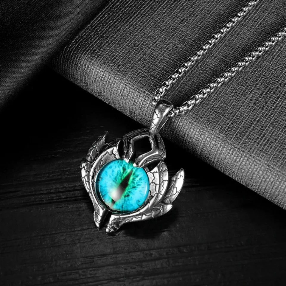 Gothic Vintage Demon Eye Pendant Necklaces For Men Women Stainless Steel Hip Hop Male Biker Jewelry Halloween Gifts Dropshipping