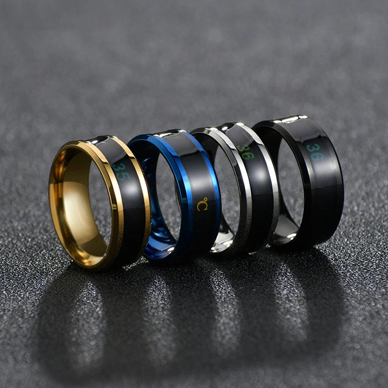 Fashion Smart Sensor Body Stainless Steel Love Band Ring With Temperature Measurement Function Rings For Couples Accessories