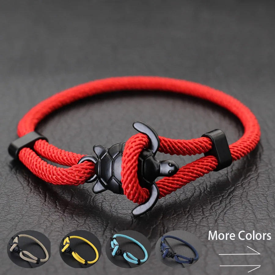 New Marine Turtle Bracelet For Men Sliding Adjustable Rope Braclet Summer Beach Nautical Wrap Thread Braslet Leisure Pulseira