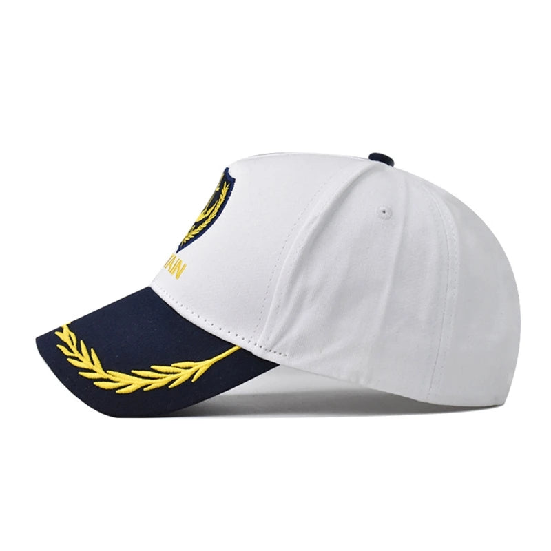 Sombrero de béisbol unisex para adultos, diseño de yate, barco, capitán azul marino