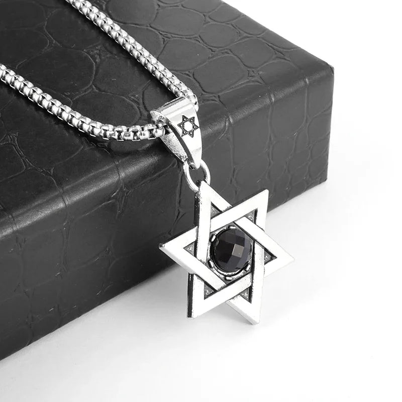 New Fashion Zircon Star of David Pendant Men Women Trend Charm Hexagonal Star Necklace Daily Casual Jewelry Gift