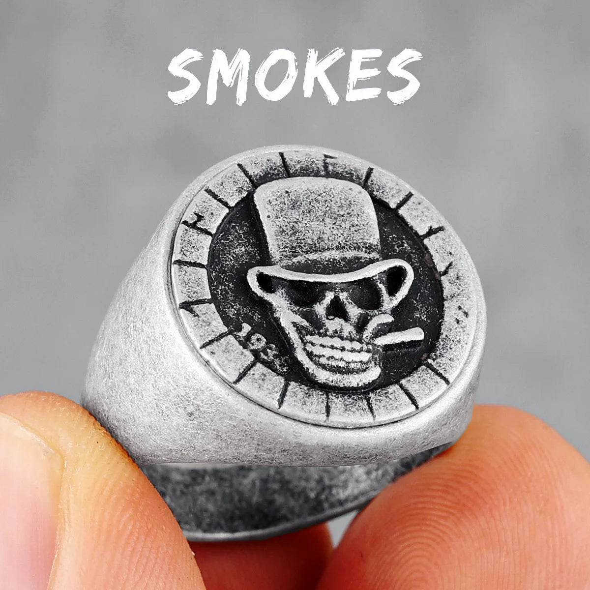 Skulls Badge Rings 316L Stainless Steel Men Ring Variety Retro Skeletons Punk Rock Punk for Rider Male Smoker Jewelry Best Gift