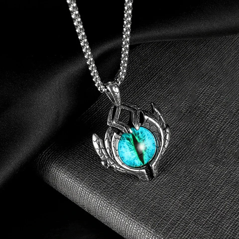 Gothic Vintage Demon Eye Pendant Necklaces For Men Women Stainless Steel Hip Hop Male Biker Jewelry Halloween Gifts Dropshipping