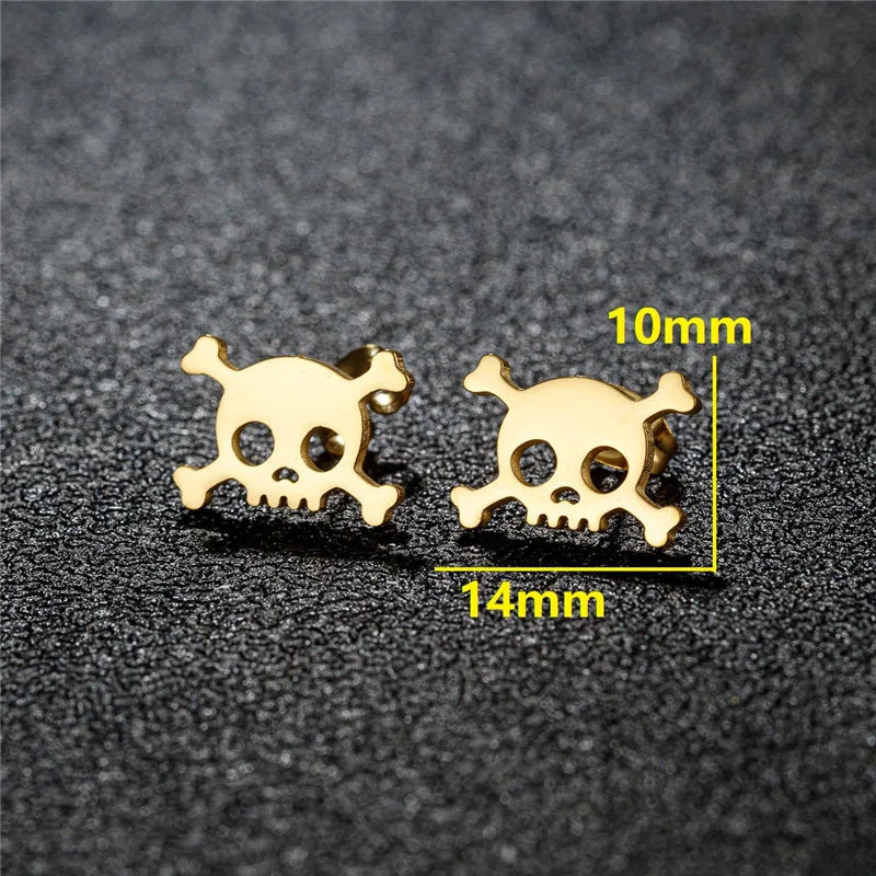 Cartoon Stainless Steel Stud Earrings Gingerbread Man Deer Spider Ghost Earings for Women Christmas Piercing Jewelry 2024