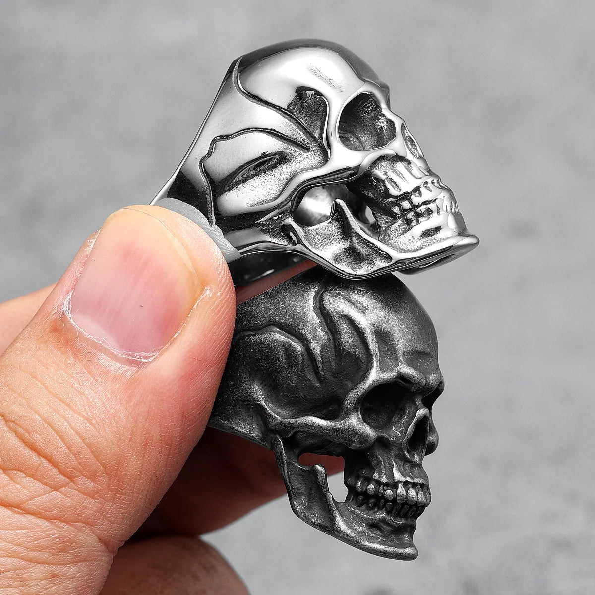 Gothic Punk Skull Stainless Steel Mens Rings Retro Trendy Domineering for Male Boyfriend Biker Jewelry Creativity Gift Wholesale