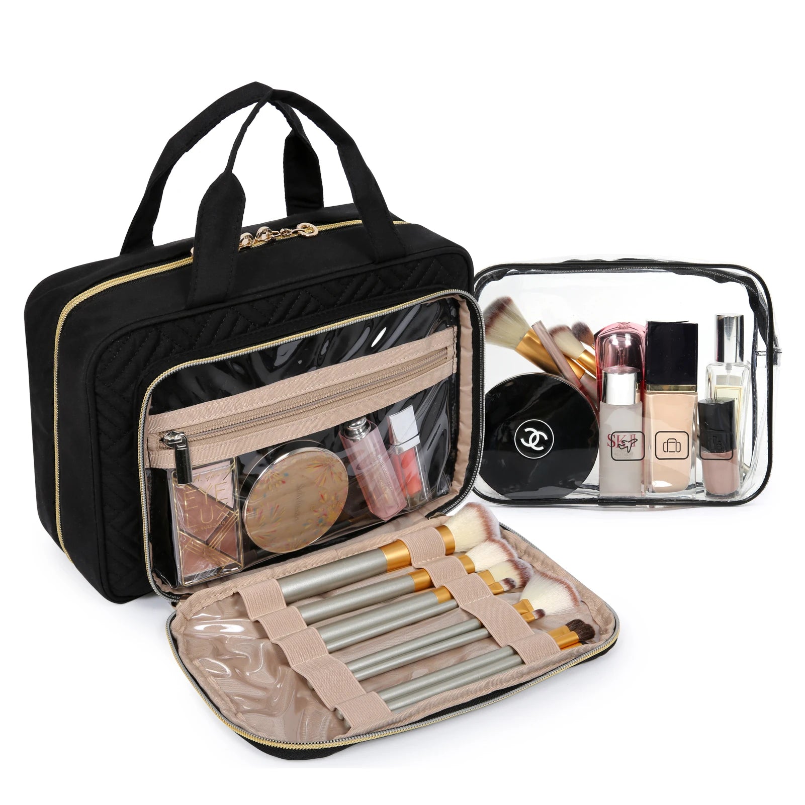 Large Toiletry Bag BAGSMART Travel Makeup Organizer Water-resistant Cosmetic Bags for Shampoo Full Sized Container Toiletries