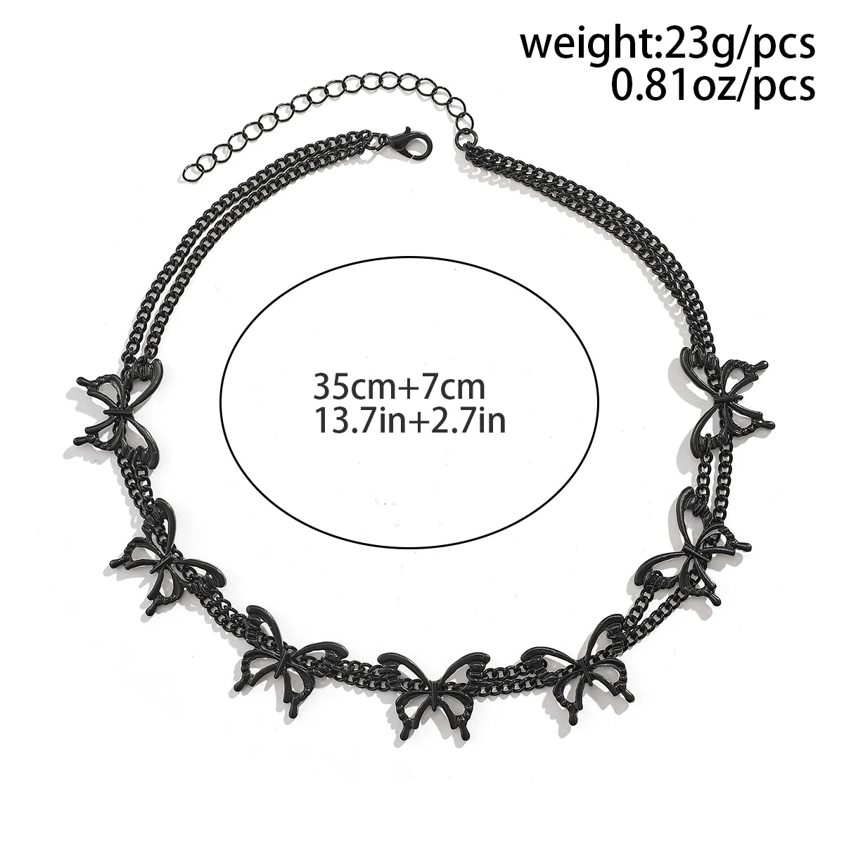 Ingemark Goth Hohl Schwarz Schmetterling Schlüsselbein Kette Halskette für Frauen Vintage Mehrschichtige Kurze Halsband Halloween Schmuck Geschenk