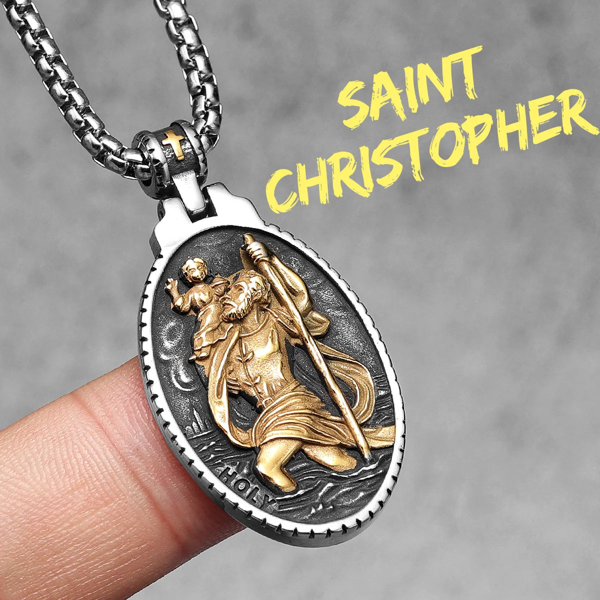 St Christopher Men Necklace 316L Stainless Steel Chain Pendant Traveler Amulet Prayer Hip Hop for Male Jewelry Gift Dropshipping