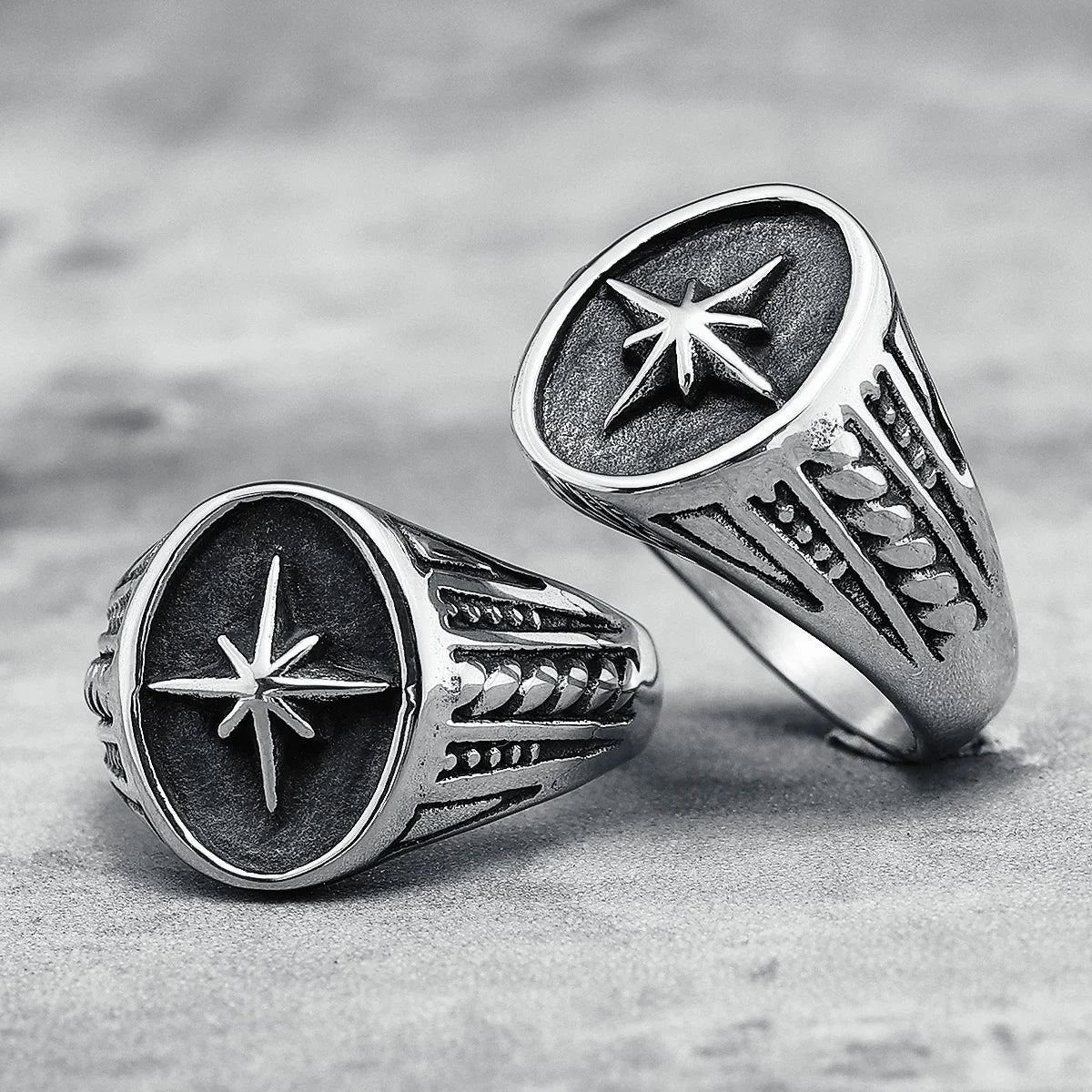 316L Stainless Steel Rings North Star Shining Fashion Men Cool Ring for Friend Rider Biker Jewelry Unique Best Gift Wholesale