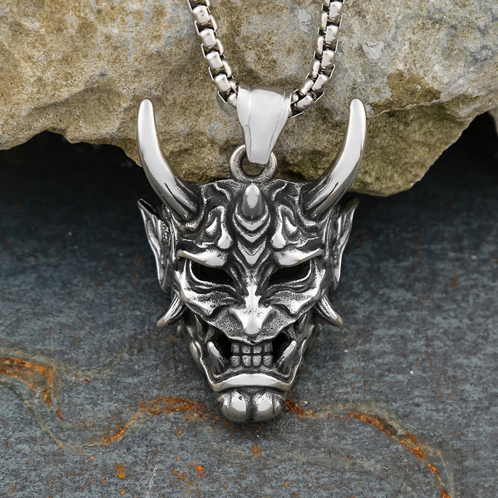 Vintage Gothic 316L Stainless Steel Skull Pendant Necklace For Men Boys Fashion Punk Personality Hip Hop Jewelry Halloween Gifts