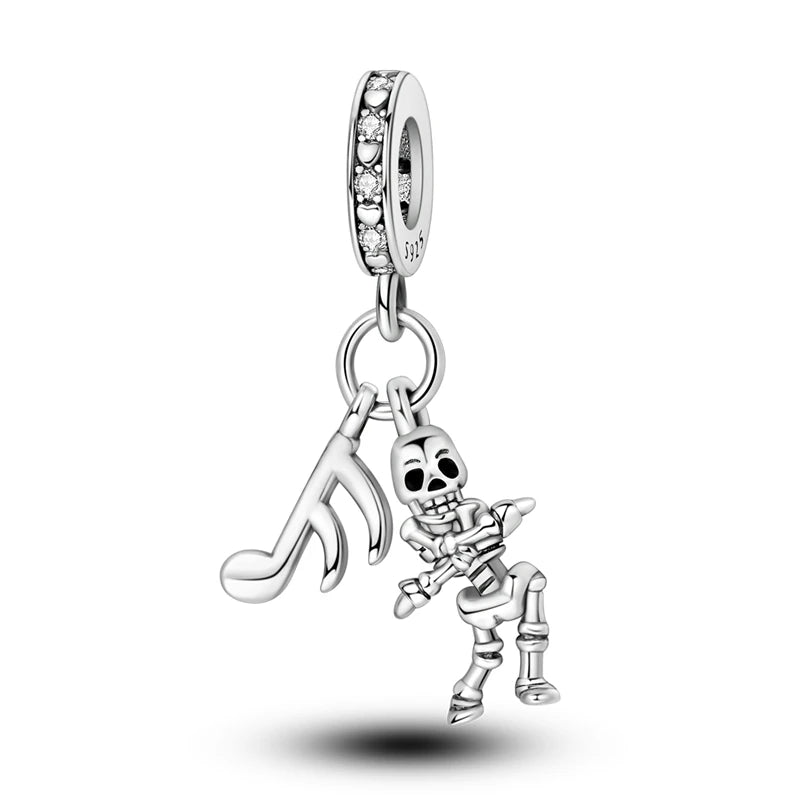 New 925 Sterling Silver Pumpkin Skull Cat Rose Halloween Beads Charms Fit Original Pandora Bracelets Women Jewelry DIY Gift