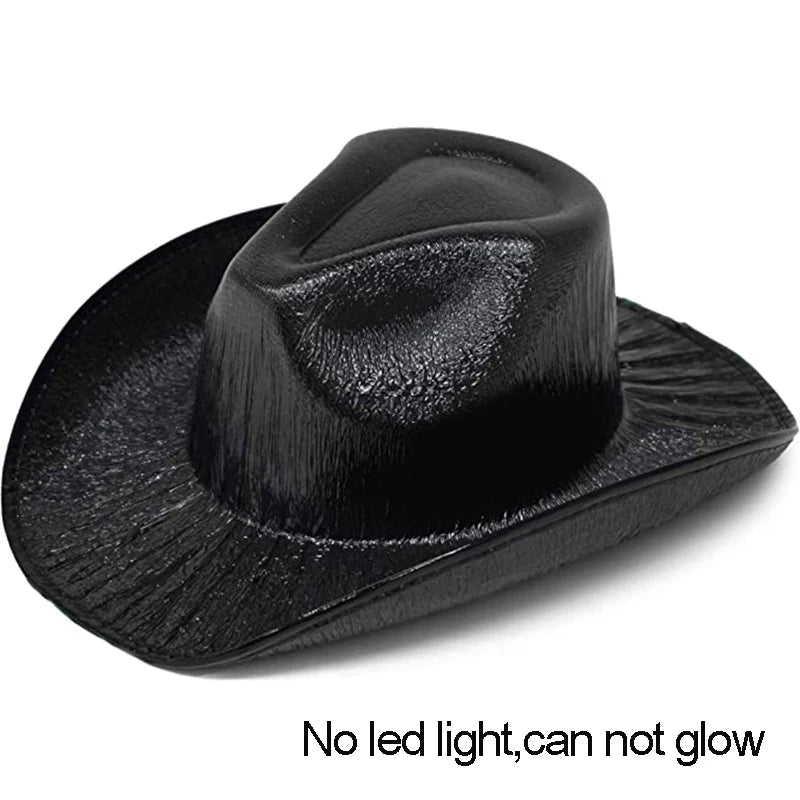 New Arrival Pearlescent Cowboy Hat Dance Costume Decorate Glowing Cowgirl Cap Glowing For Neon NightClub