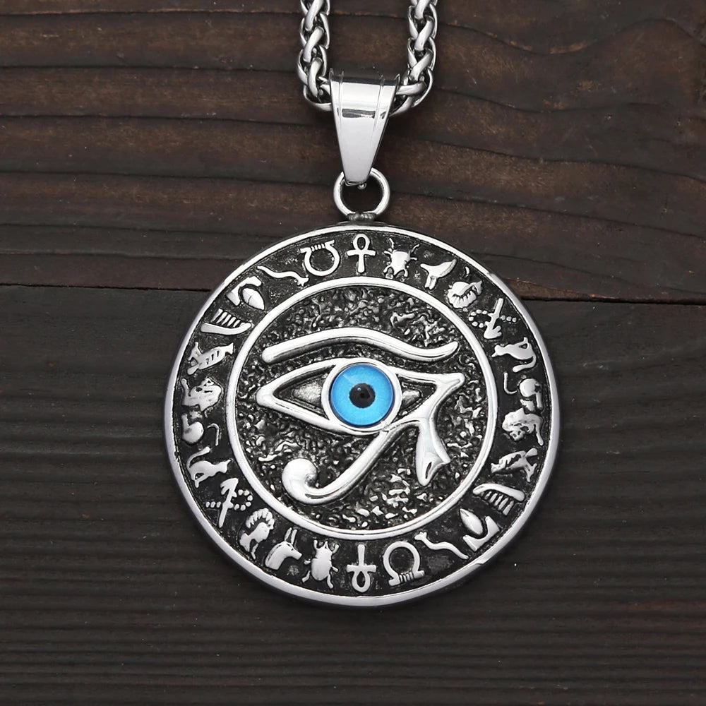 New Vintage Eye of Horus Pendant Necklace For Men Women Stainless Steel Personality Punk Religious Jewelry Gifts Dropshipping