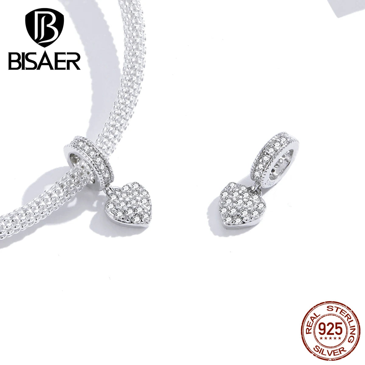 BISAER 925 Sterling Silver Heat Love Family Charm Mère Maman Papa Sœur Ami Pendentif Fit Femme Bracelet DIY Bijoux fins Cadeau