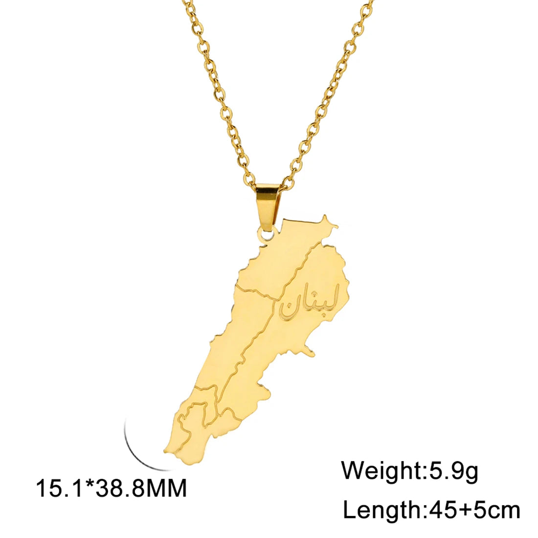 EUEAVAN Classic Lebanon Map Pendant Necklaces Stainless Steel Lebanese Country Flag Necklace Charm Patriotic Jewelry Gift