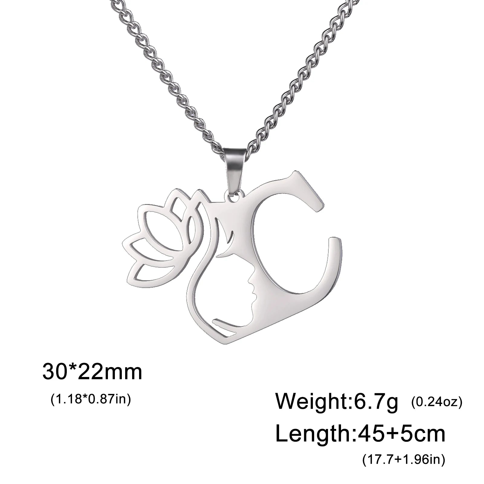 Dreamtimes Initial Women's Pendant Necklace Jewelry Stainless Steel Lotus Necklace New Year Gift 2023 Wholesale