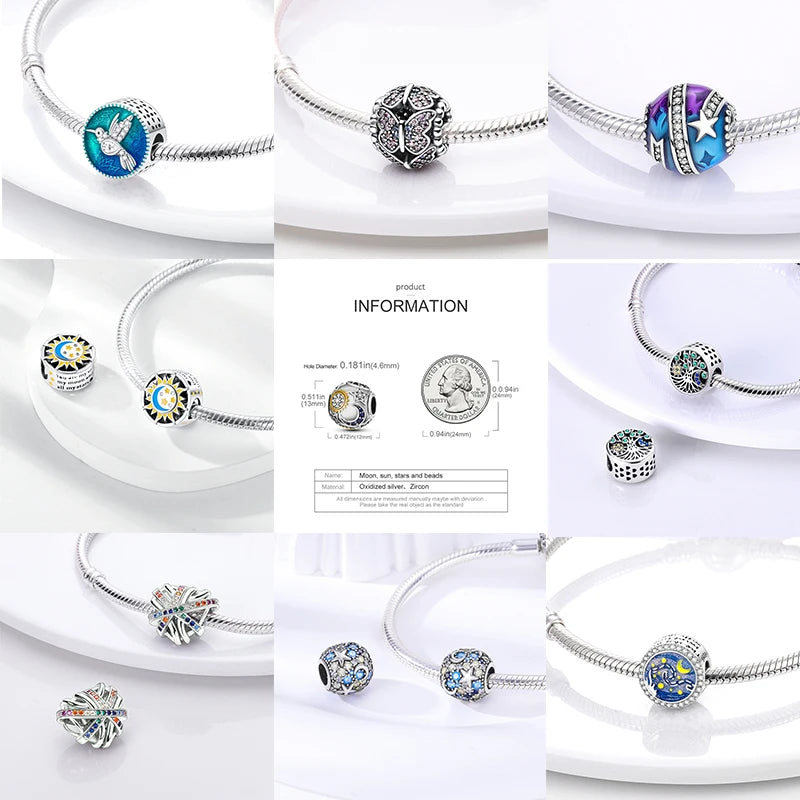 Colorful Round Inlaid CZ Zircon Charms Beads fit Original Pandora Bracelet Pendant plata de ley 925 Sterling Silver Jewelry Gift