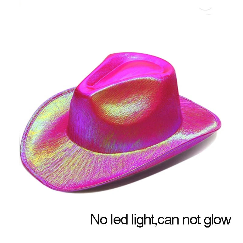 New Arrival Pearlescent Cowboy Hat Dance Costume Decorate Glowing Cowgirl Cap Glowing For Neon NightClub