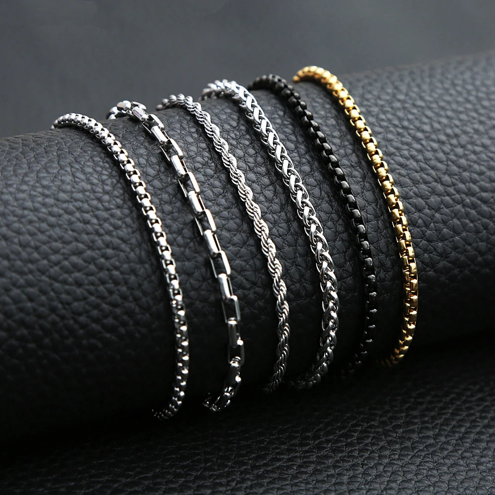 3mm Rolo Link Chain 316L Stainless Steel Necklace Gold/Steel Color 60CM Long Chain Lobster Clasp Necklace For Men Women Gifts