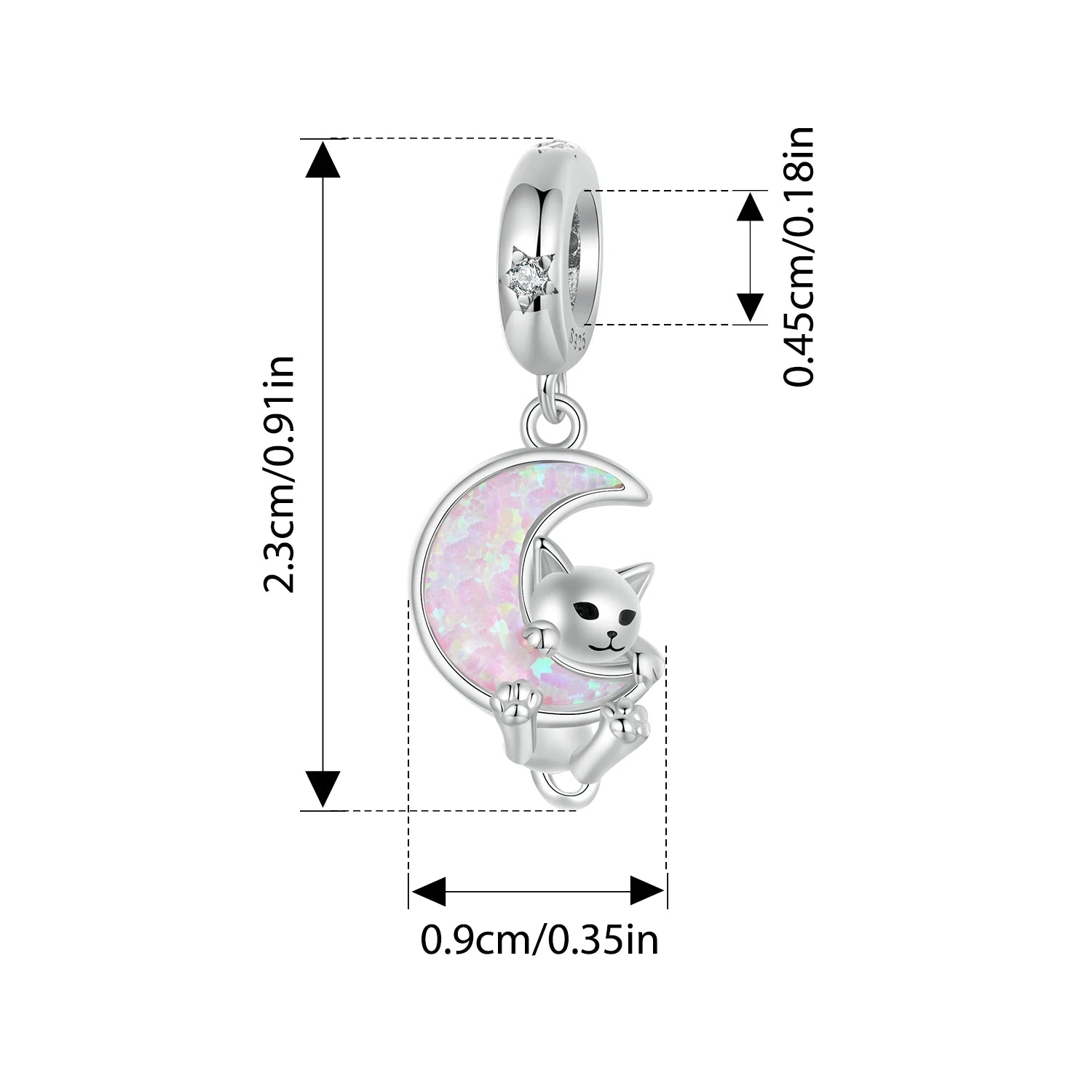 BISAER 925 Sterling Silver Black Cat Charm Beads Salamander French Bulldog Pendant for Women DIY Bracelet Necklace Fine Jewelry