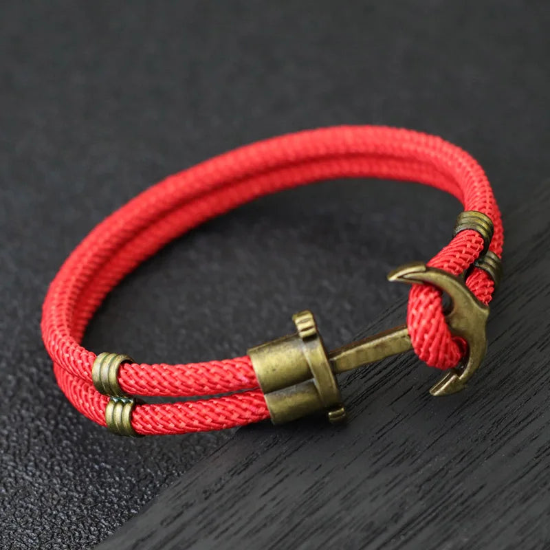 Vintage Pirate Bracelet Men Bronze Punk Braclet Outdoor Survival Braslet Gift For Him Double Safety Rope Brazalete Pulseras