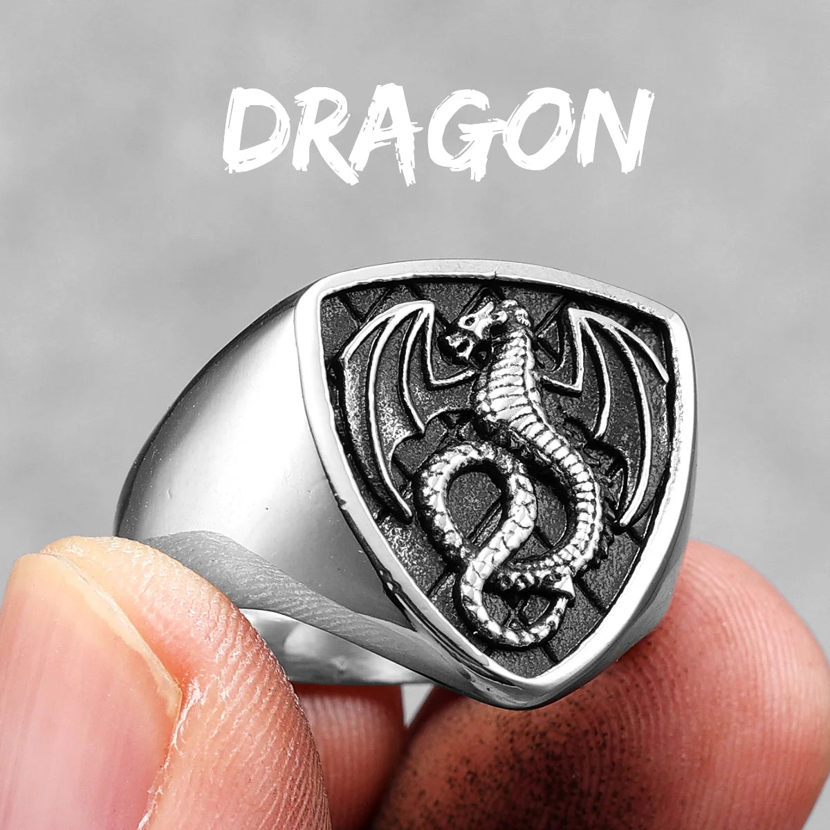 Dragon Animal Ring Stainless Steel Men Rings Punk Vintage Trendy For Male Biker Jewelry Creativity Halloween Gift Wholesale