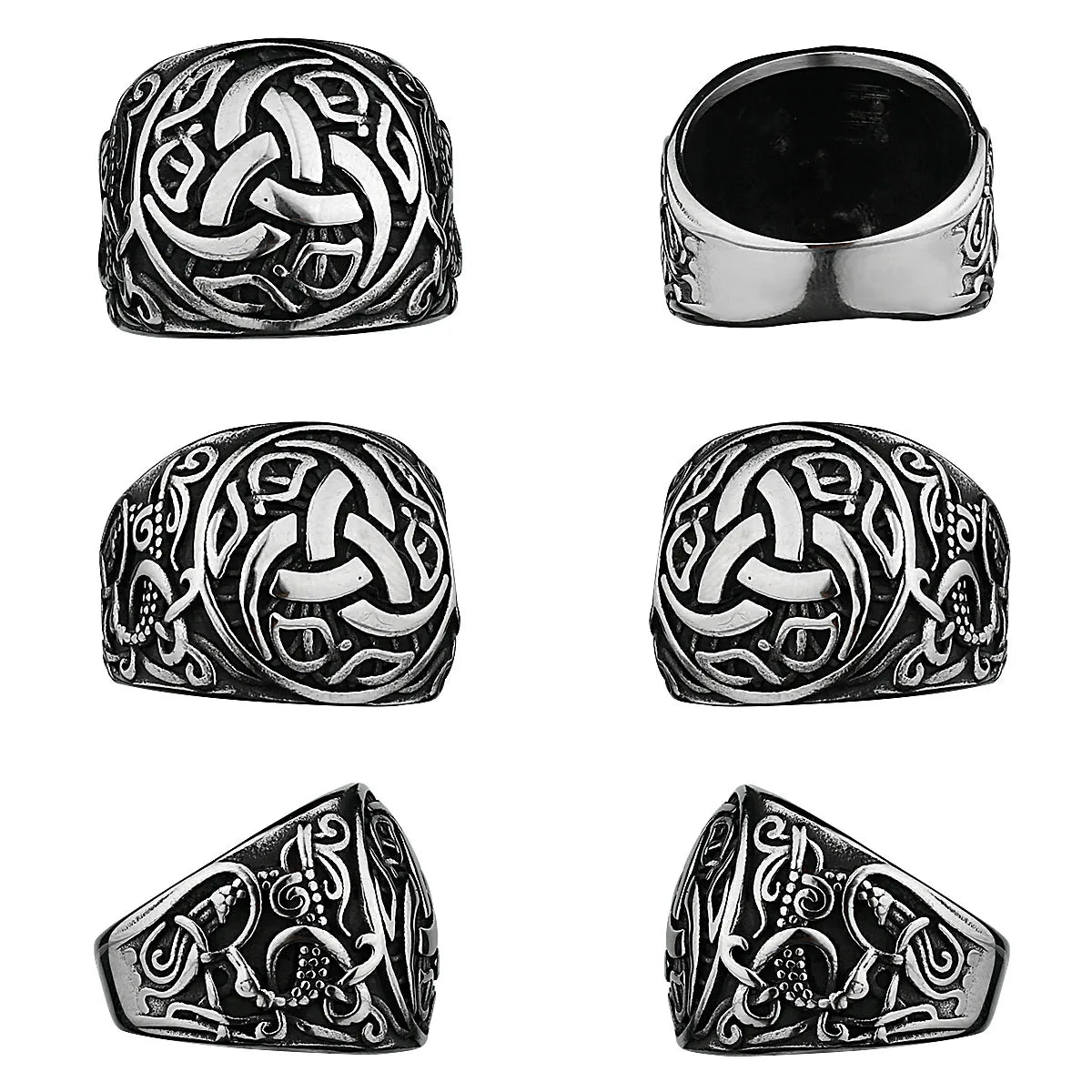 Wikinger-Drachenrune-Ring aus Edelstahl für Herren, Wikinger-Mode, Temperament-Ring, Hip-Hop-Straßen-Männer, Motorrad-Männerschmuck