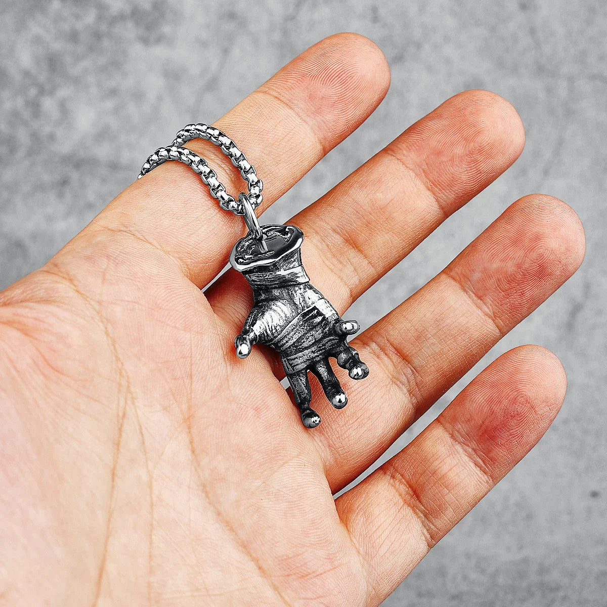 Devil's Hand Necklace Stainless Steel Zombie Bandage Hands Punk Rock Men Pendant Chain Retro for Friend Biker Party Jewelry Gift