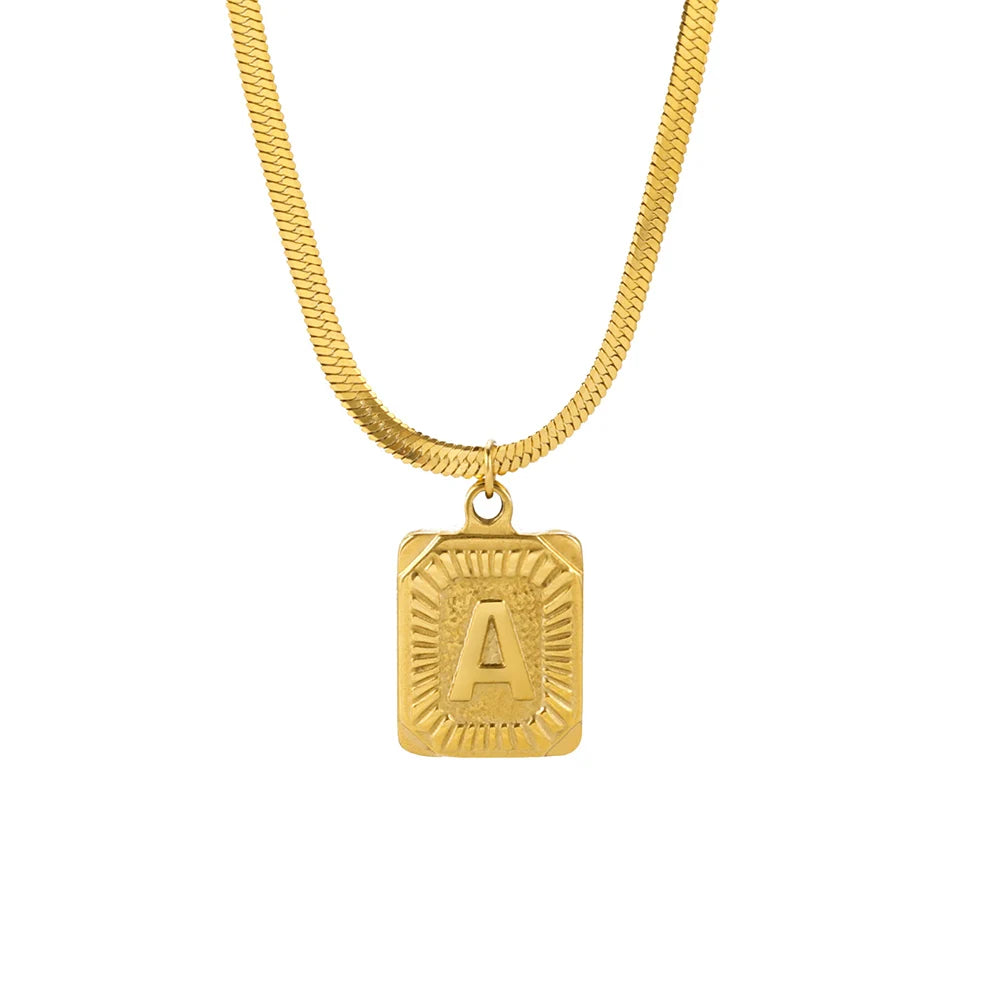 Collier avec pendentif en acier inoxydable de l'alphabet Dreamtimes AZ pour femmes, chaîne serpent, lettre initiale, colliers de clavicule, bijoux de collier