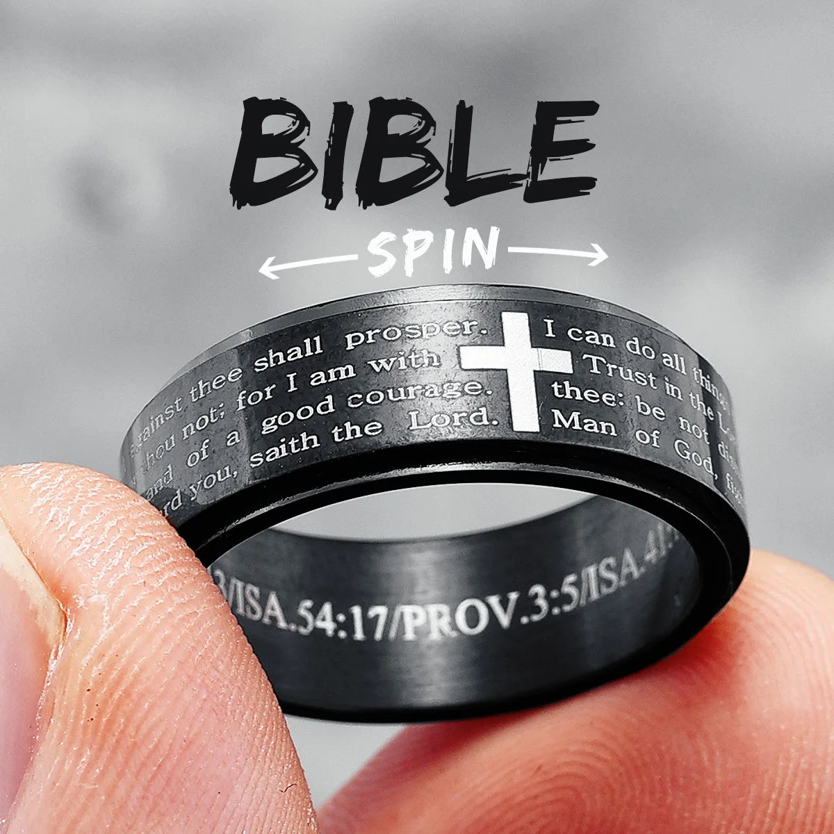 Bague Bible simple en acier inoxydable 316L pour hommes et femmes, bague rotative de qualité supérieure, tendance pour bijoux, meilleur cadeau spécial en gros