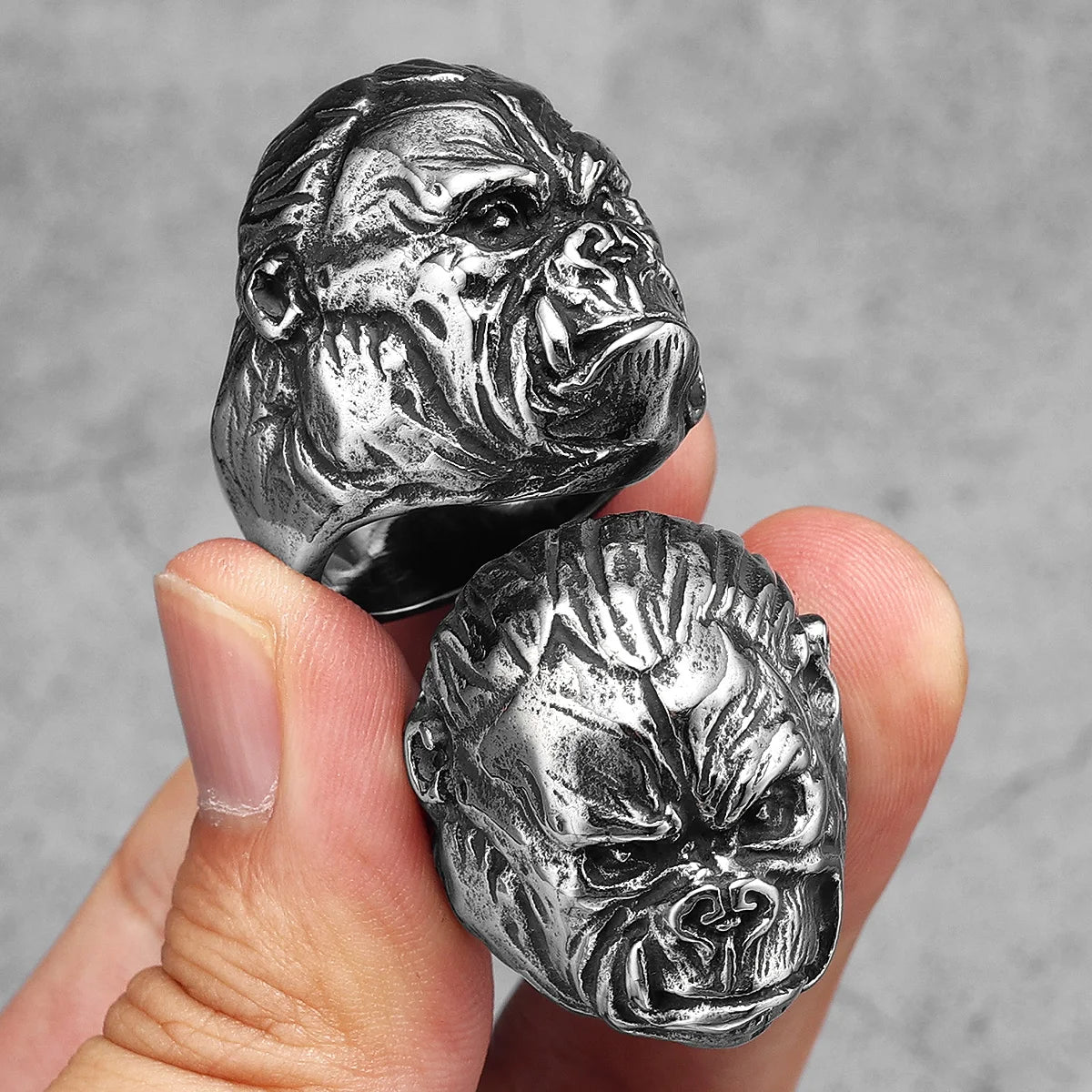 Gorilla Monkey Ring Stainless Steel Men Rings Wild Animal Punk Retro for Male Rock Jewelry Jewelry Gift Dropshipping Iron Studio