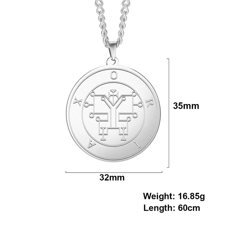 Dreamtimes Sigeal Sigil De Lucifer Stainless Steel Satan Necklace Asmoday Lazer Key Baphomet Stamp Demon Seal Necklace Jewelry