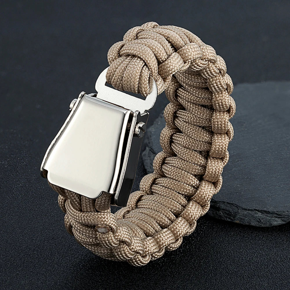 MKENDN Survival Bracelet Outdoor Camping Rescue Emergency Paracord Bracelet Stainless Steel Safety Belt With Airplane Pilot Gift