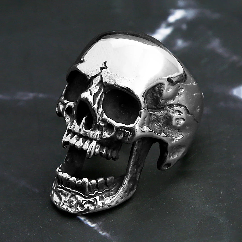 Gothic High Polished Vampire Skull Rings For Men Boys Stainless Steel Heavy Metal Skull Ring Punk Motorcyclist Jewelry Gifts