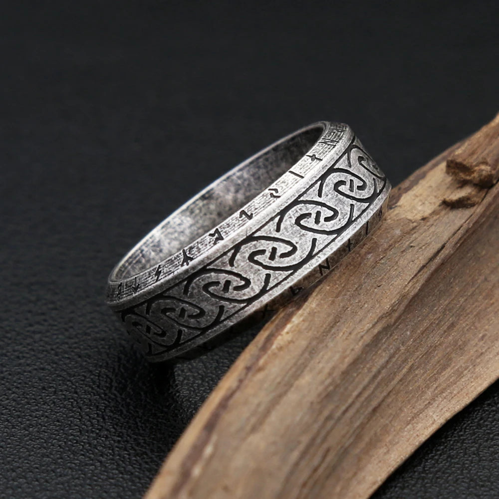 Nordic Simple Stainless Steel Futhark Runes Rings For Men Women Viking Odin Vegvisir Amulet Ring Fashion Icelandic Jewelry Gifts